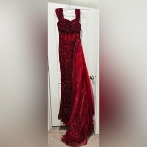Jovani Red Beaded Evening Gown